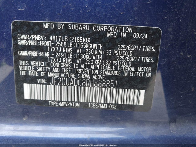 2024 SUBARU CROSSTREK JF2GUADC8RH888851 Photo 8