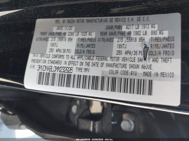 Aukcja sprzedaży 2021 Mazda Cx-30 Select, vin: 3MVDMABL0MM232926, numer aukcji: 44549839