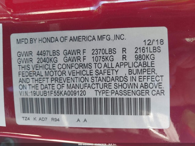 Aukcja sprzedaży 2019 Acura Tlx Tech Pkg, vin: 19UUB1F55KA009120, numer aukcji: 44549852