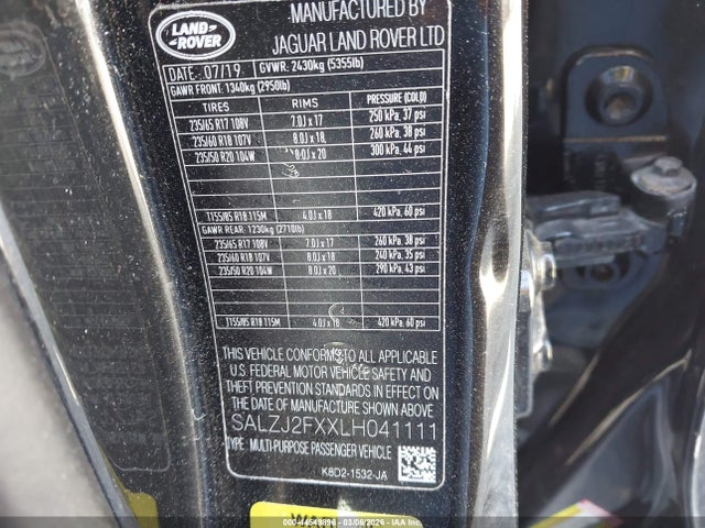2020 LAND ROVER RANGE ROVER EVOQUE SALZJ2FXXLH041111 Photo 8