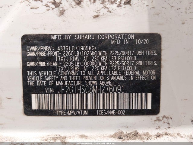 2021 SUBARU CROSSTREK JF2GTHSC8MH276091 Photo 8