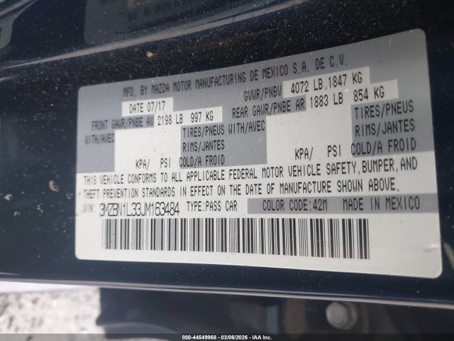 Aukcja sprzedaży 2018 Mazda Mazda3 Touring, vin: 3MZBN1L33JM163484, numer aukcji: 44549968