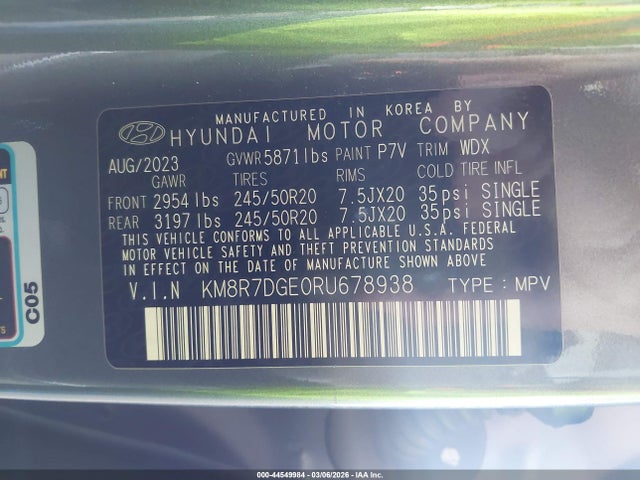 Продаж на аукціоні авто 2024 Hyundai Palisade Calligraphy, vin: KM8R7DGE0RU678938, номер лоту: 44549984