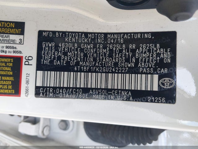Toyota CAMRY LE 2016 4T1BF1FK2GU242227 Image 9