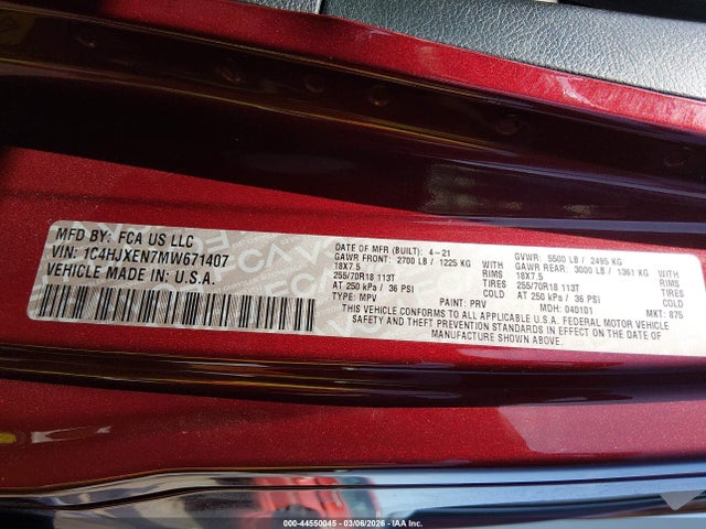 2021 JEEP WRANGLER UNLIMITED 1C4HJXEN7MW671407 Photo 8