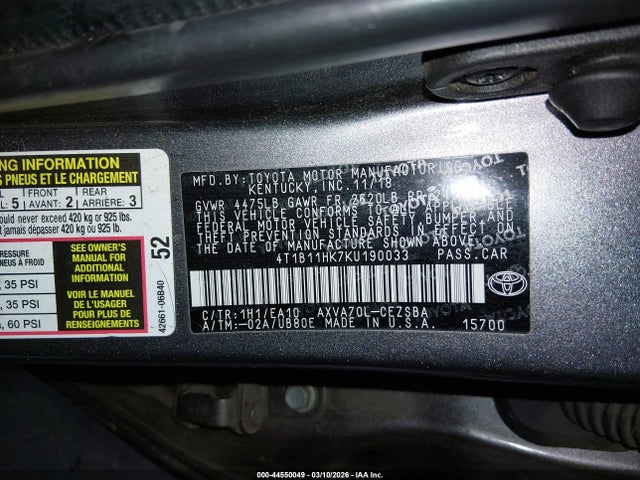 Toyota CAMRY SE 2019 4T1B11HK7KU190033 Image 9