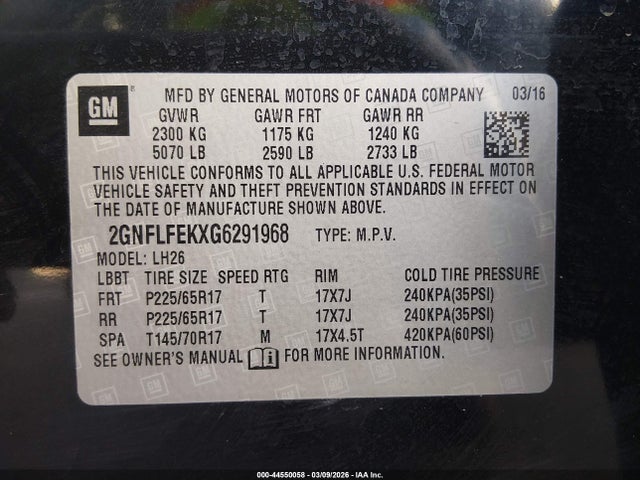 2GNFLFEKXG6291968 Chevrolet EQUINOX LT