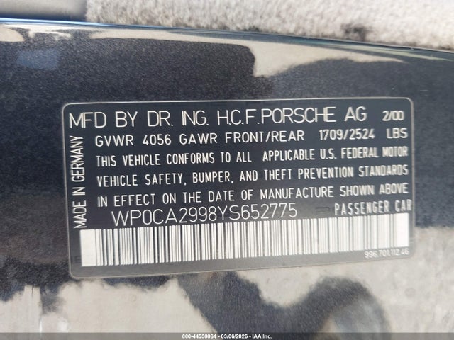 2000 PORSCHE 911 WP0CA2998YS652775 Photo 8