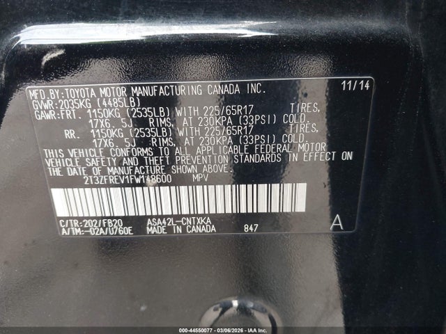 2015 TOYOTA RAV4 2T3ZFREV1FW148600 Photo 8