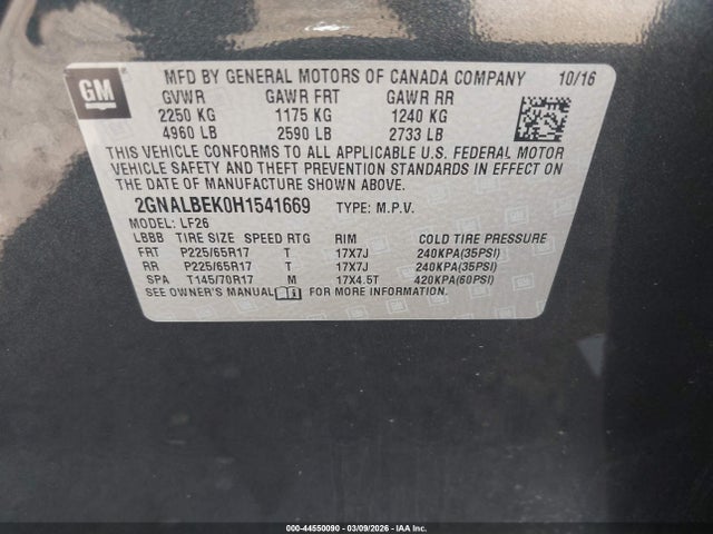 2GNALBEK0H1541669 Chevrolet EQUINOX LS