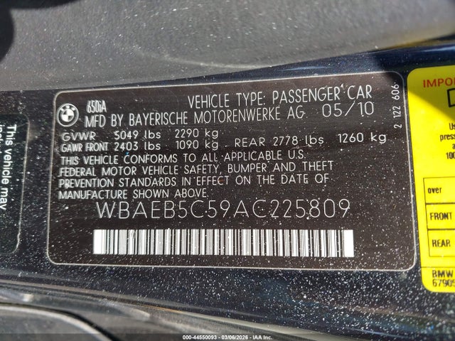 2010 BMW 650I WBAEB5C59AC225809 Photo 8