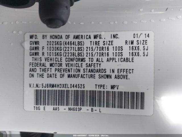 Honda CR-V LX 2014 5J6RM4H3XEL044525 Image 9