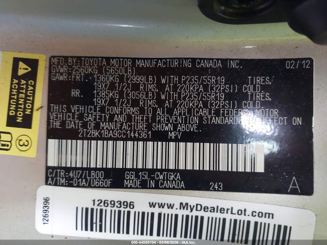2012 LEXUS RX 350 2T2BK1BA9CC144361 Photo 8