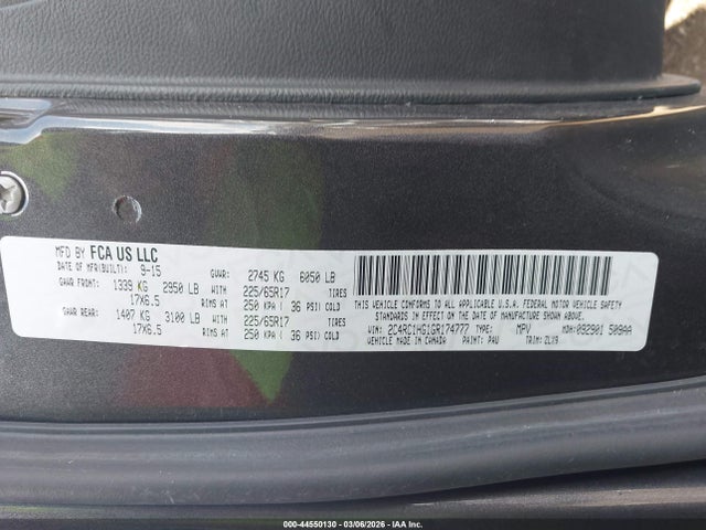 Продажа на аукционе авто 2016 Chrysler Town & Country S, vin: 2C4RC1HG1GR174777, номер лота: 44550130