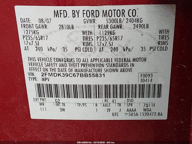 2007 FORD EDGE 2FMDK39C67BB55831 Photo 8