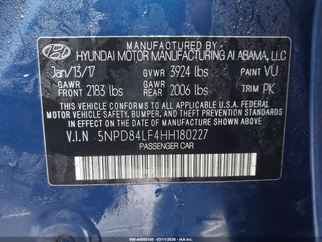 Aukcja sprzedaży 2017 Hyundai Elantra Se, vin: 5NPD84LF4HH180227, numer aukcji: 44550145