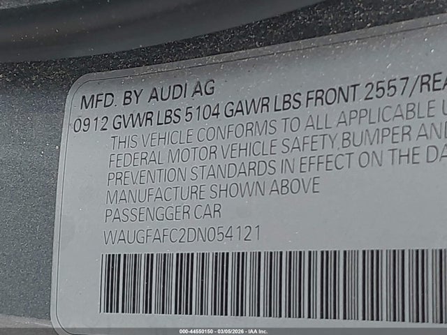 44550150 :رقم المزاد ، WAUGFAFC2DN054121 vin ، 2013 Audi A6 2.0t Premium مزاد بيع