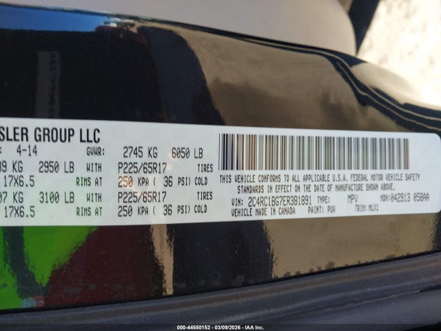 Продаж на аукціоні авто 2014 Chrysler Town & Country Touring, vin: 2C4RC1BG7ER381891, номер лоту: 44550152