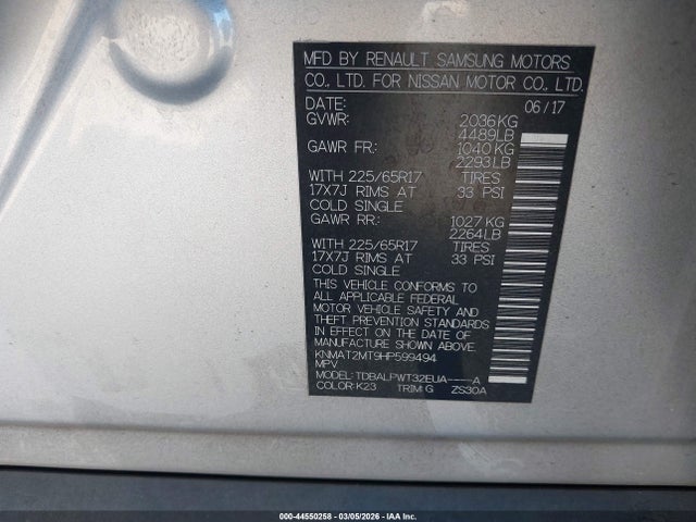 Nissan ROGUE S 2017 KNMAT2MT9HP599494 Image 9