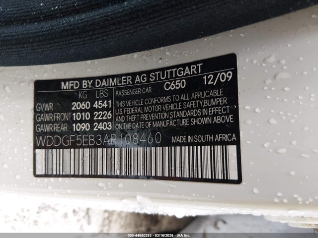 Продажа на аукционе авто 2010 Mercedes-benz C 300 Luxury/sport, vin: WDDGF5EB3AR108460, номер лота: 44550293