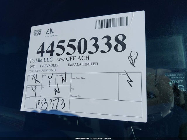 Chevrolet Impala Limited Ls 2015 2G1WA5E33F1163433 Image 12