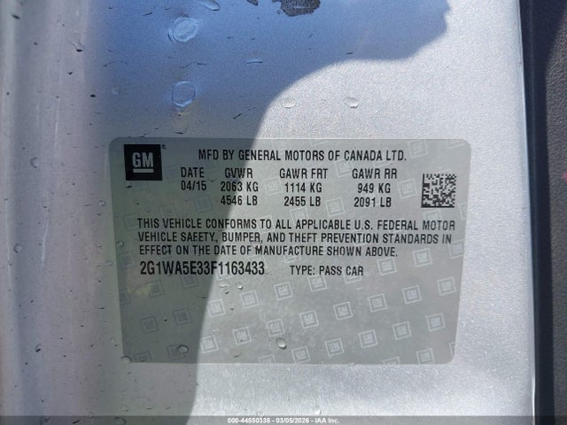Chevrolet Impala Limited Ls 2015 2G1WA5E33F1163433 Image 9