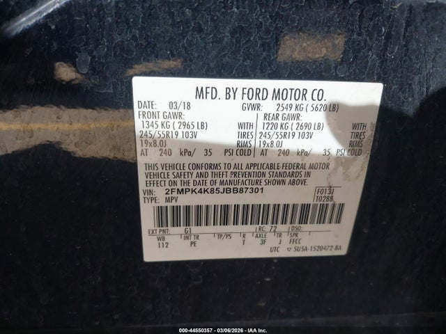 Ford Edge Titanium 2018 2FMPK4K85JBB87301 Image 9