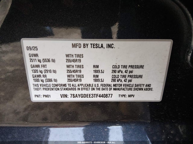 2026 TESLA MODEL Y 7SAYGDEE3TF440877 Photo 8