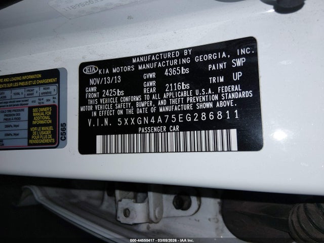 5XXGN4A75EG286811 KIA OPTIMA EX