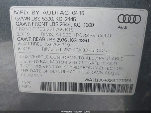 2015 AUDI Q5 WA1LFAFPXFA127356 Photo 8