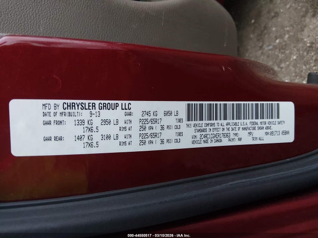 2014 Chrysler Town & Country Touring-l მანქანა იყიდება აუქციონზე, vin: 2C4RC1CGXER178363, აუქციონის ნომერი: 44550517