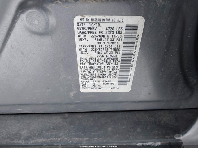 JN8AT2MV3LW119793 Nissan Rogue Sv Intelligent Awd