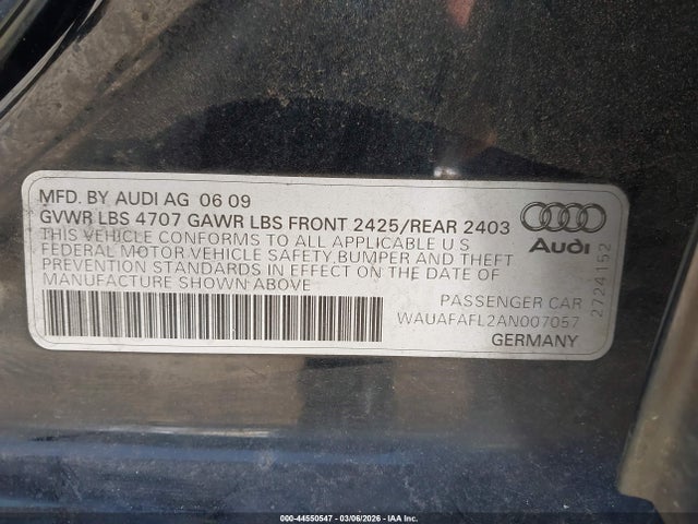 Продажа на аукционе авто 2010 Audi A4 2.0t Premium, vin: WAUAFAFL2AN007057, номер лота: 44550547