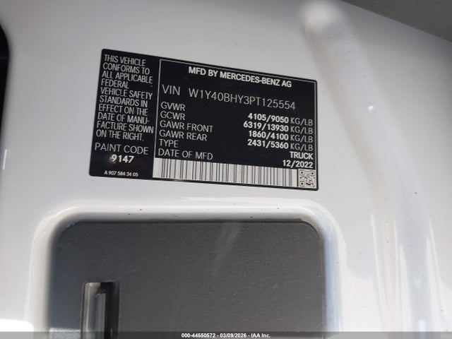 W1Y40BHY3PT125554 Mercedes-Benz Sprinter 2500 Standard Roof 4-cyl Gas