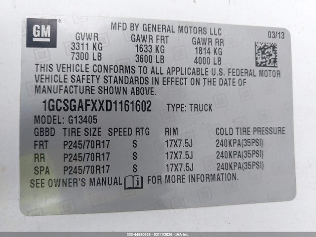 2013 CHEVROLET EXPRESS 1500 1GCSGAFXXD1161602 Photo 8