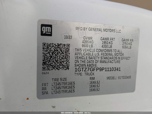 1GTZ7GFP9P1110341 GMC Savana Cargo Rwd 3500 Regular Wheelbase Work Van
