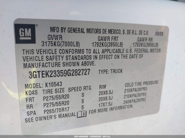 Продажа на аукционе авто 2009 Gmc Sierra 1500 Sle, vin: 3GTEK23359G282727, номер лота: 44550655