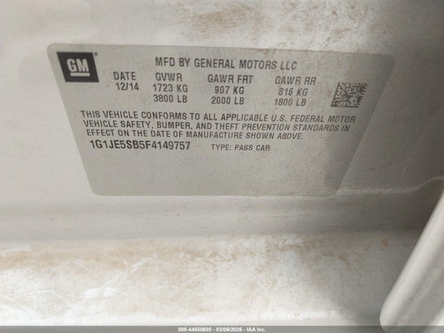 1G1JE5SB5F4149757 Chevrolet Sonic Ltz Auto