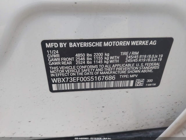 2025 Bmw X1 Xdrive28i მანქანა იყიდება აუქციონზე, vin: WBX73EF00S5167686, აუქციონის ნომერი: 44550693