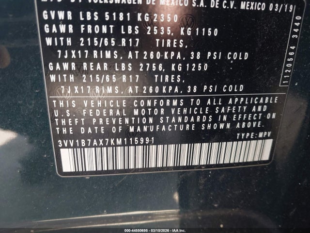 2019 VOLKSWAGEN TIGUAN 3VV1B7AX7KM115991 Photo 8
