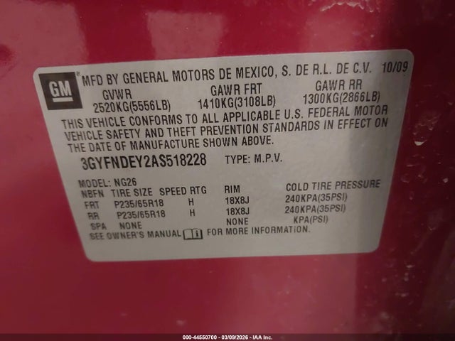 Продажа на аукционе авто 2010 Cadillac Srx Luxury Collection, vin: 3GYFNDEY2AS518228, номер лота: 44550700