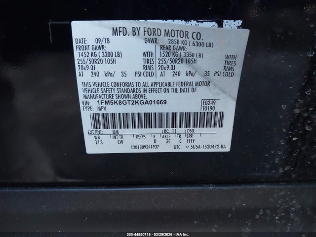 Ford EXPLORER SPORT 2019 1FM5K8GT2KGA01669 Image 9