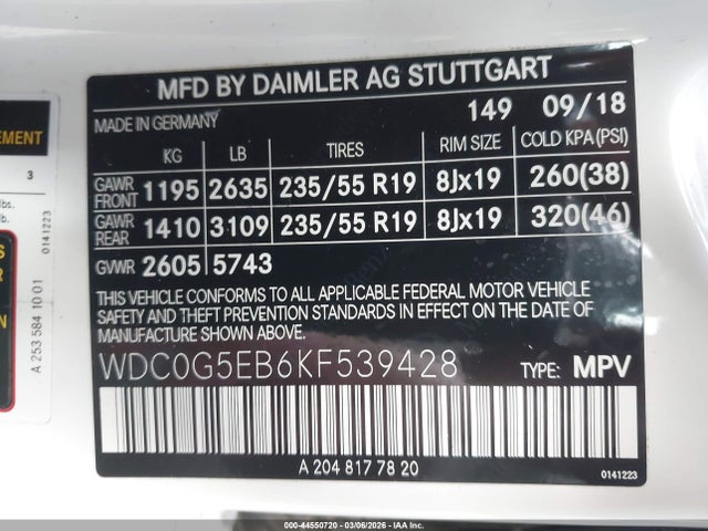 Продаж на аукціоні авто 2019 Mercedes-benz Glc 350e 4matic, vin: WDC0G5EB6KF539428, номер лоту: 44550720