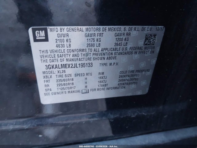 Aukcja sprzedaży 2018 Gmc Terrain Sle, vin: 3GKALMEX2JL195133, numer aukcji: 44550760