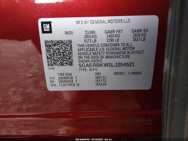 2020 BUICK ENCLAVE 5GAERBKW1LJ254521 Photo 8