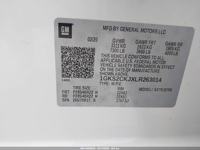 Продажа на аукционе авто 2020 Gmc Yukon 4wd Denali, vin: 1GKS2CKJXLR263014, номер лота: 44550840