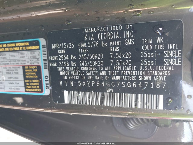 Продажа на аукционе авто 2025 Kia Telluride S, vin: 5XYP64GC7SG647187, номер лота: 44550858