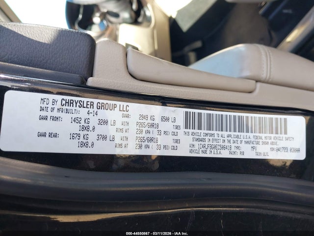44550867 :رقم المزاد ، 1C4RJFBG0EC506418 vin ، 2014 Jeep Grand Cherokee Limited مزاد بيع