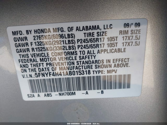 2010 HONDA PILOT 5FNYF4H41AB015318 Photo 8