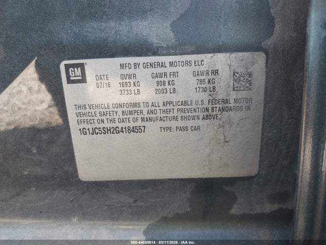 1G1JC5SH2G4184557 Chevrolet Sonic Lt Auto